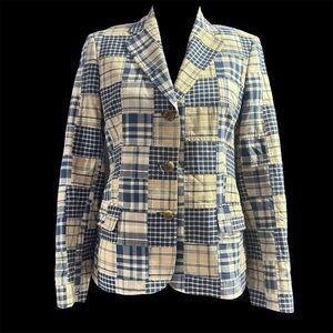 Madras Plaid Women's Jacket in Blue and Cream
